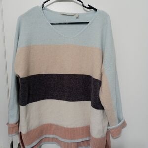 Soft Surroundings 90's look big stripes long sleeve super soft chunky  sweater